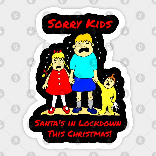 Santa's in Lockdown Kids Cartoon Christmas Sticker by Michelle Le Grand